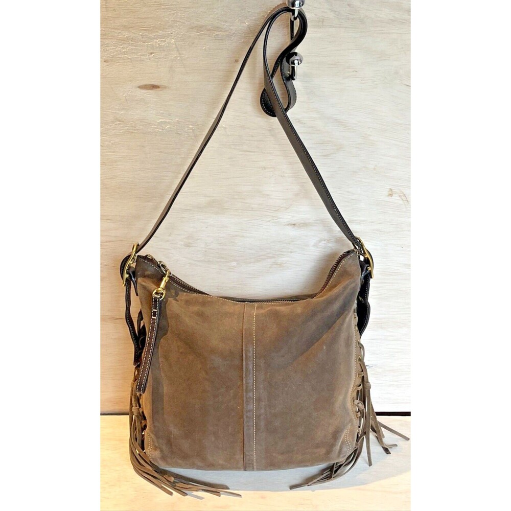 COACH Vintage Suede Leather Shoulder Hobo Bag Purse Satchel Western Brown 9330